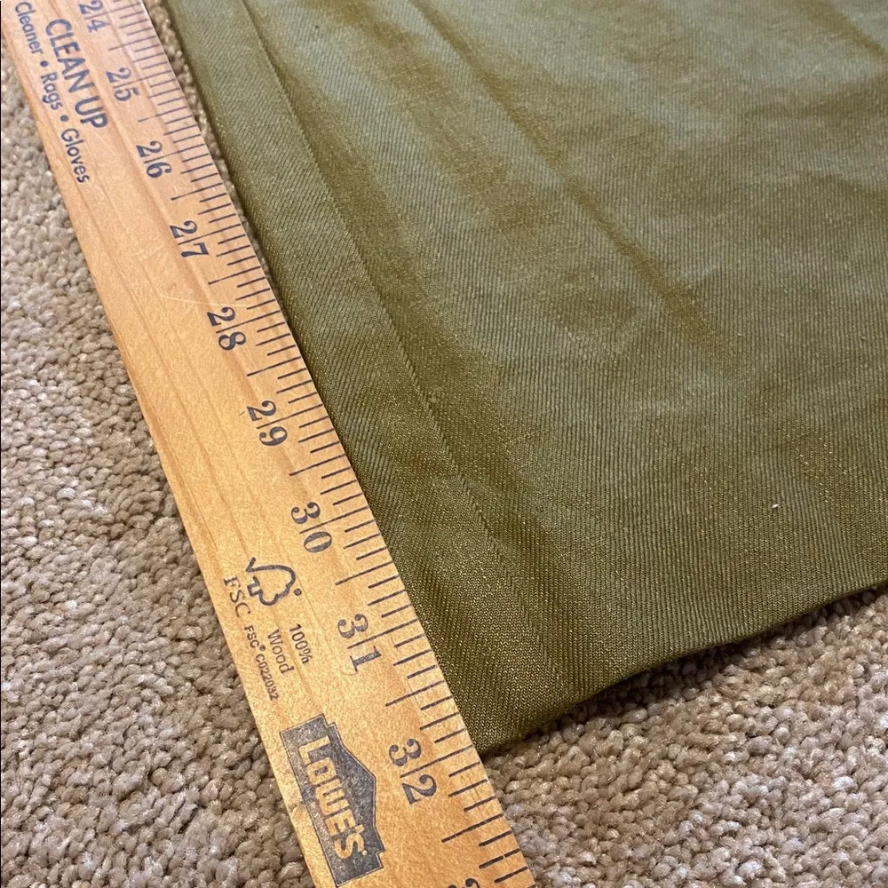 Cabi Linen Iridescent Olive Green Sailor Button Detail Wide Leg Pants Size 10 - Image 4