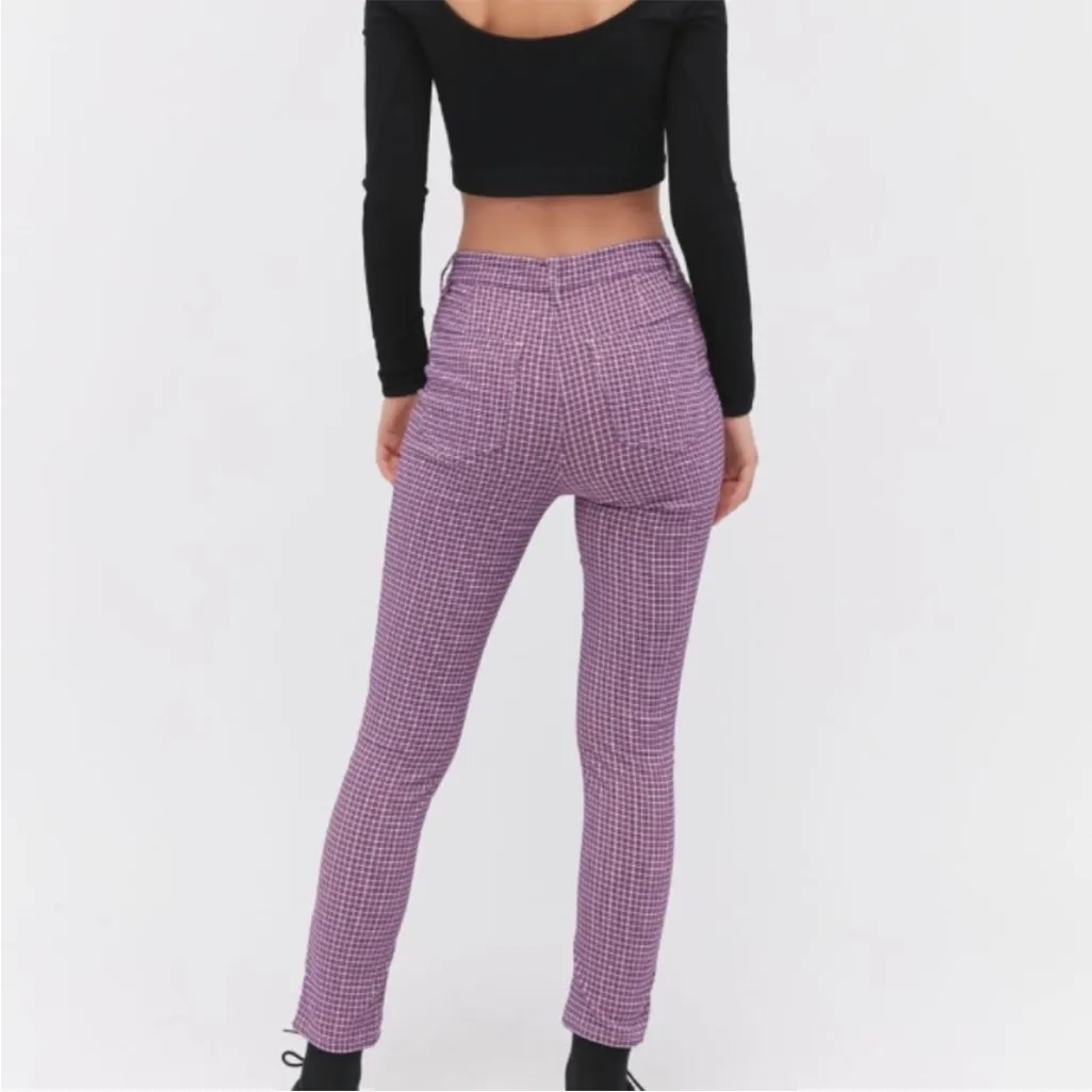 Urban Outfitters Lita Purple Plaid Skinny Pants Size 0 - Image 3