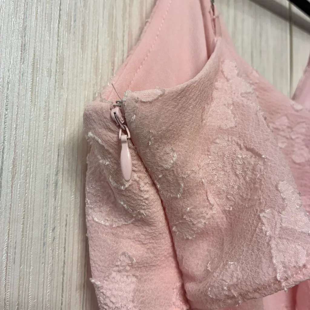 Coquette Aesthetic Romantic Pink Ruffle Asymmetrical Hem Cami Dress XS - Image 12