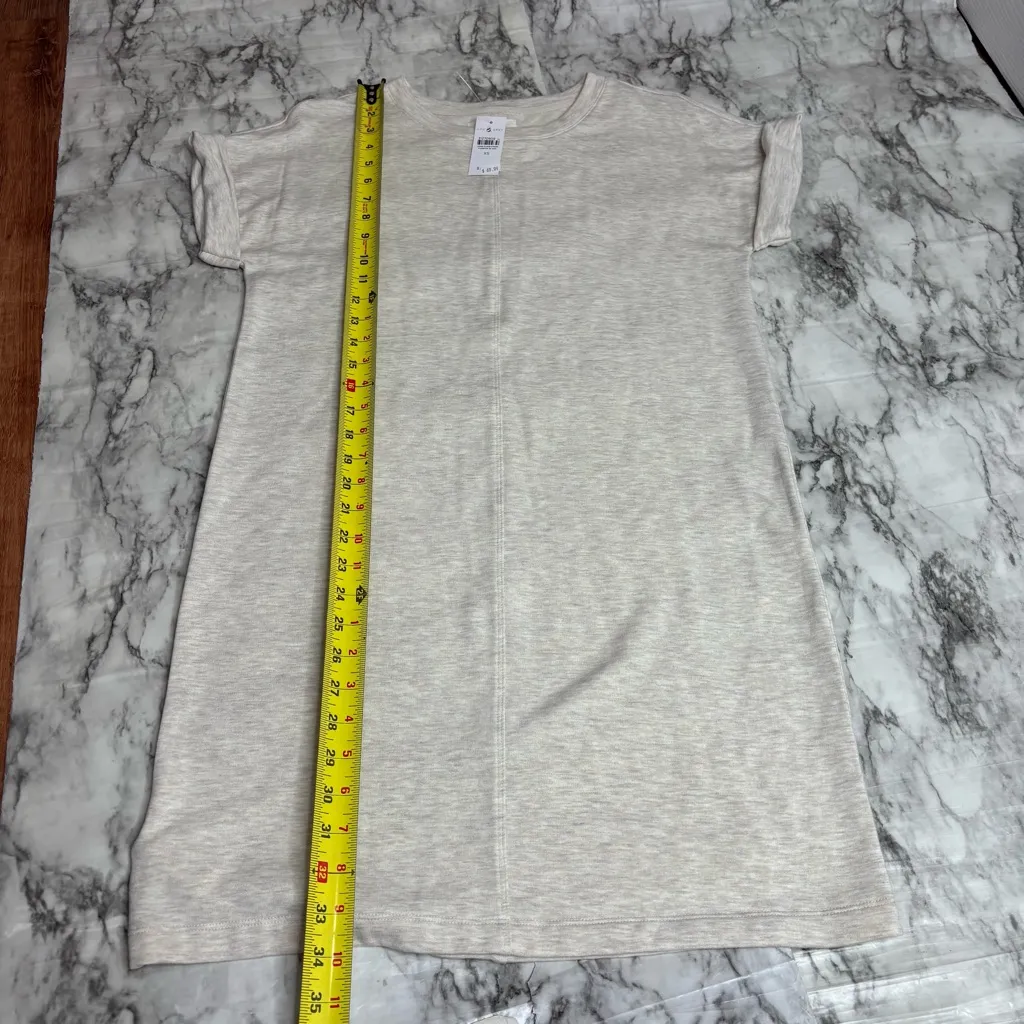 Lou & Grey size small NWT t shirt dress short sleeve beige tan cream casual - Image 4
