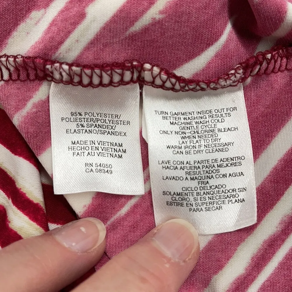 Ann Klein Red and White Zebra Print Short Sleeve Blouse Size Small - Image 8