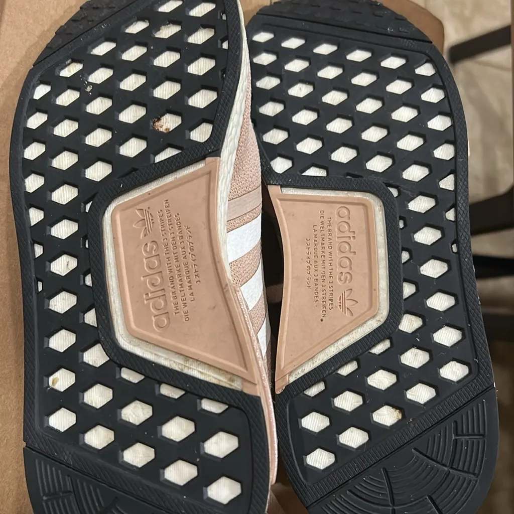 Adidas Pink Sneakers with White Stripes and Adidas drawstring dust bag - Image 2