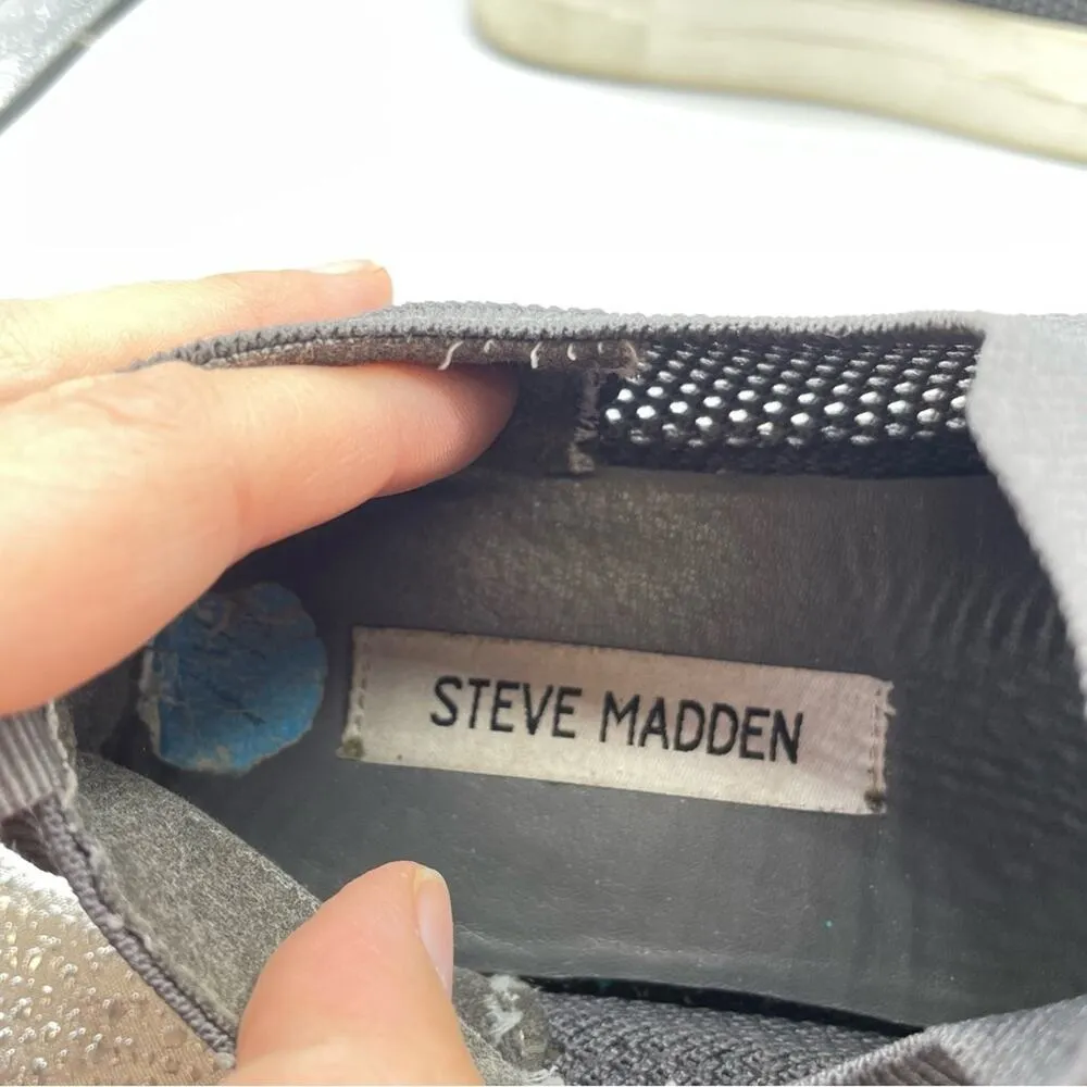 Steve Madden Grey Stretch Slip On Fashion Sneakers Womens 7.5 - Image 2