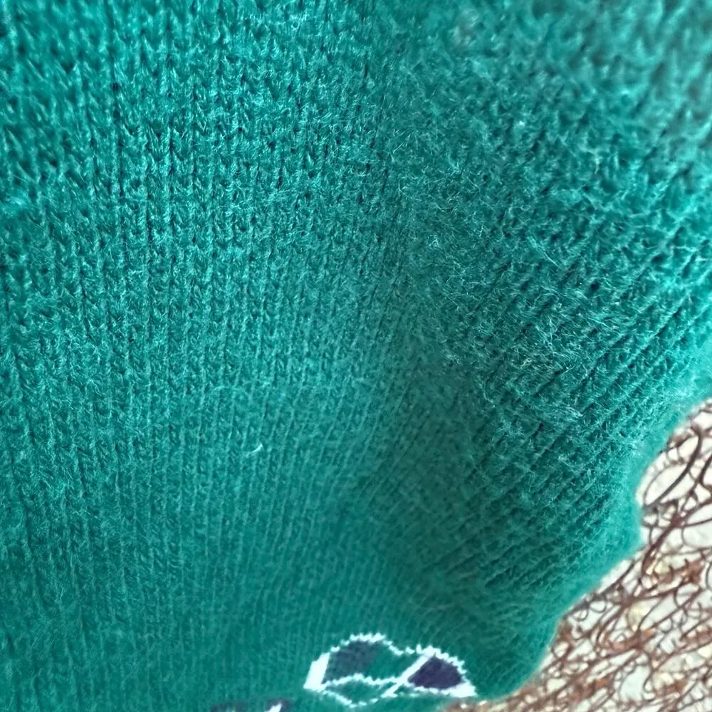 Vintage 80s 90s Maggie Lawrence Teddy Bear Sweater Green Plaid Crewneck XL? - Image 7