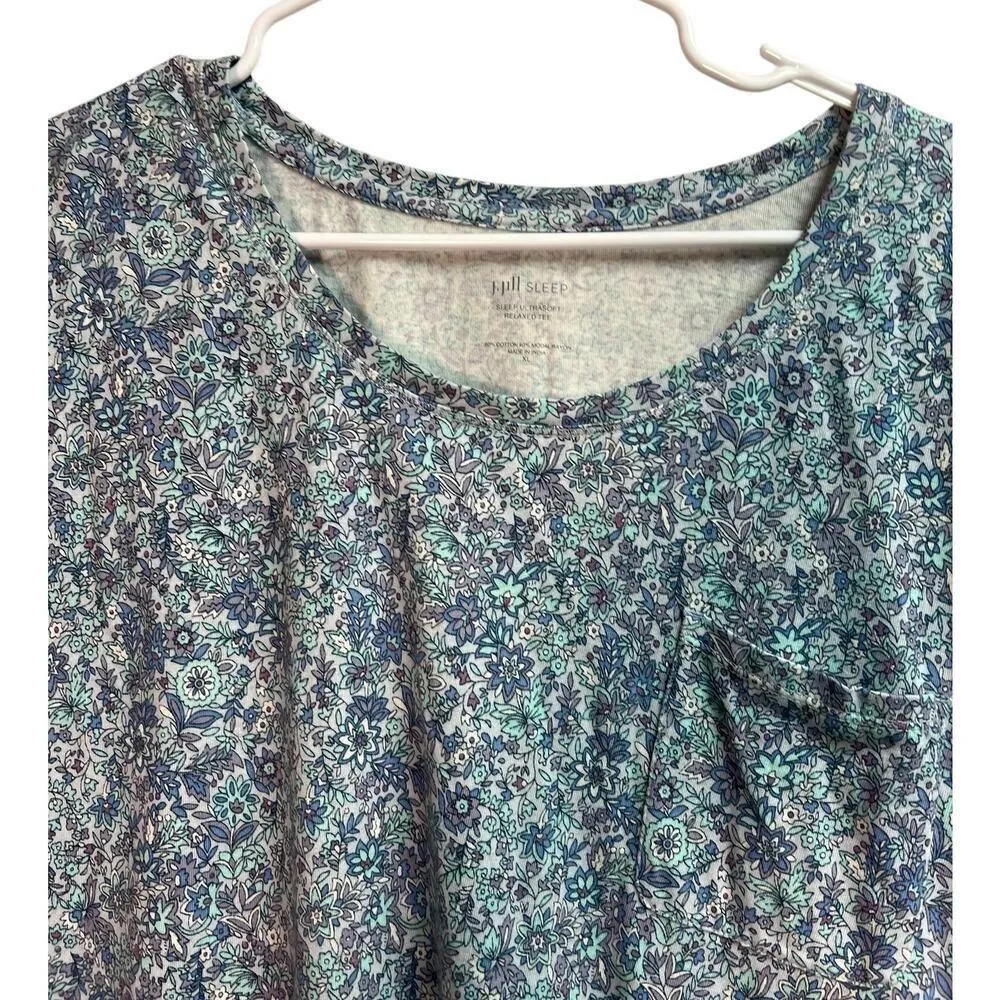 J.Jill Sleep Ultra Soft Relaxed Tee Cotton Modal Women's Top XL Floral - Image 3