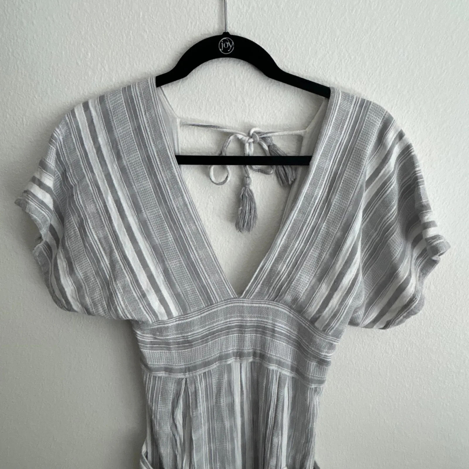 l*space Striped Jumpsuit‎ V-Neck Tie Back Pockets Casual Summer Romper - Image 7