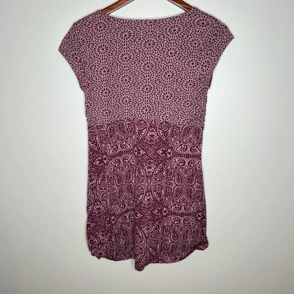 Athleta Dhara Double Layer Paisley Print Burnout A-line vneck summer Dress small - Image 5