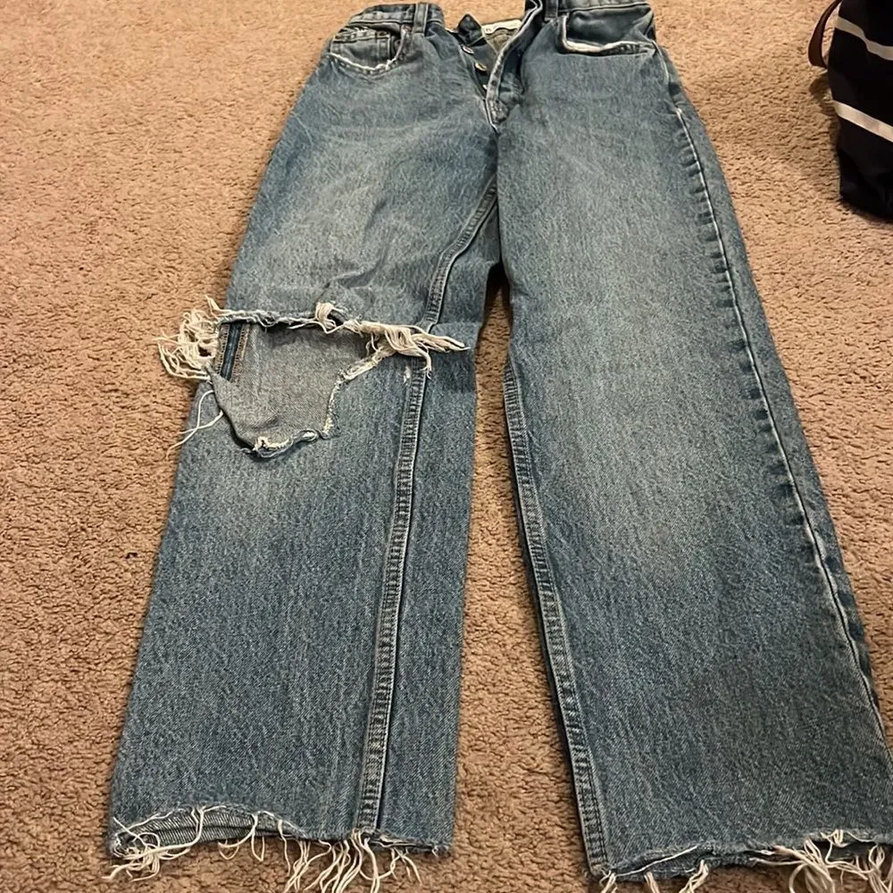 Zara high rise button fly jeans 0 - Image 3