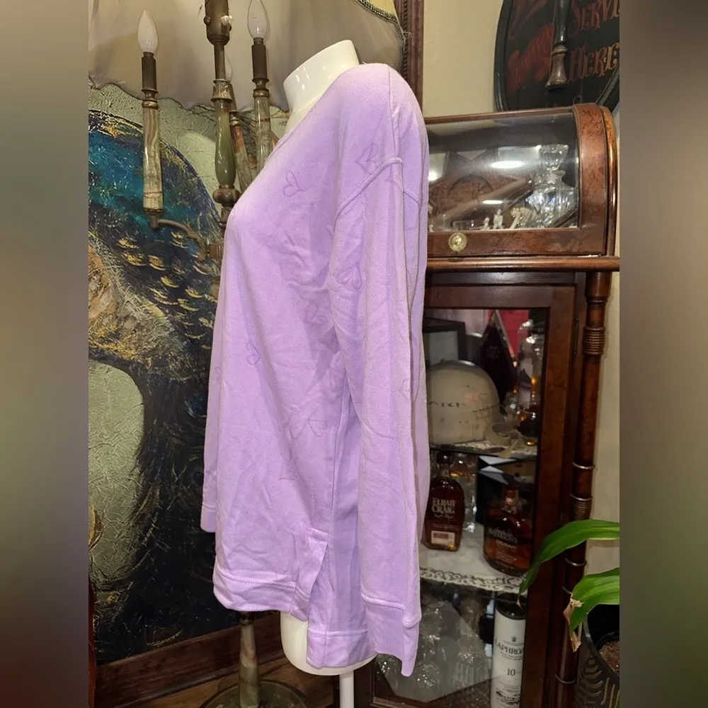 NWT Jane and Delancey Sweater Top Fleece Lined Long Sleeve Lilac - Image 2