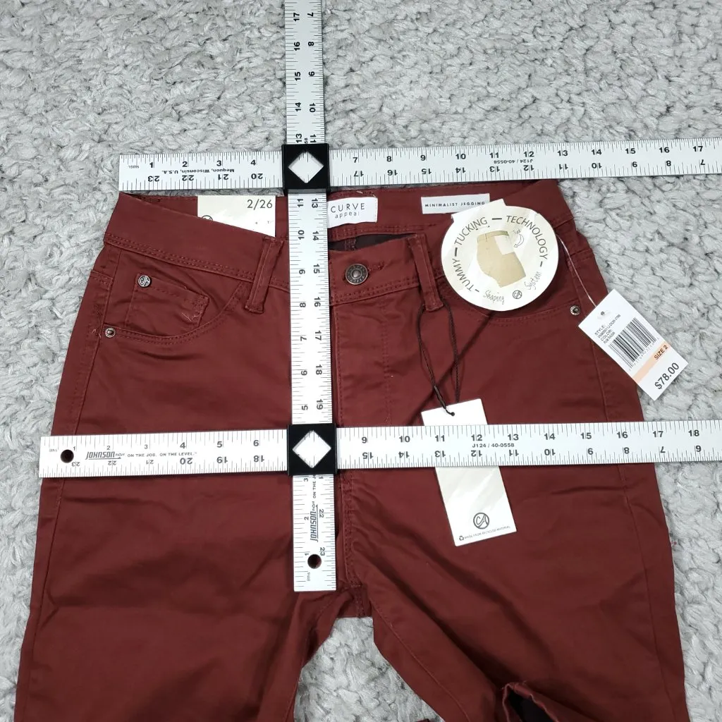 Curve Appeal Twill Minimalist Jegging Pants Stretch Dark Brown Women's Size 2 26 - Image 7