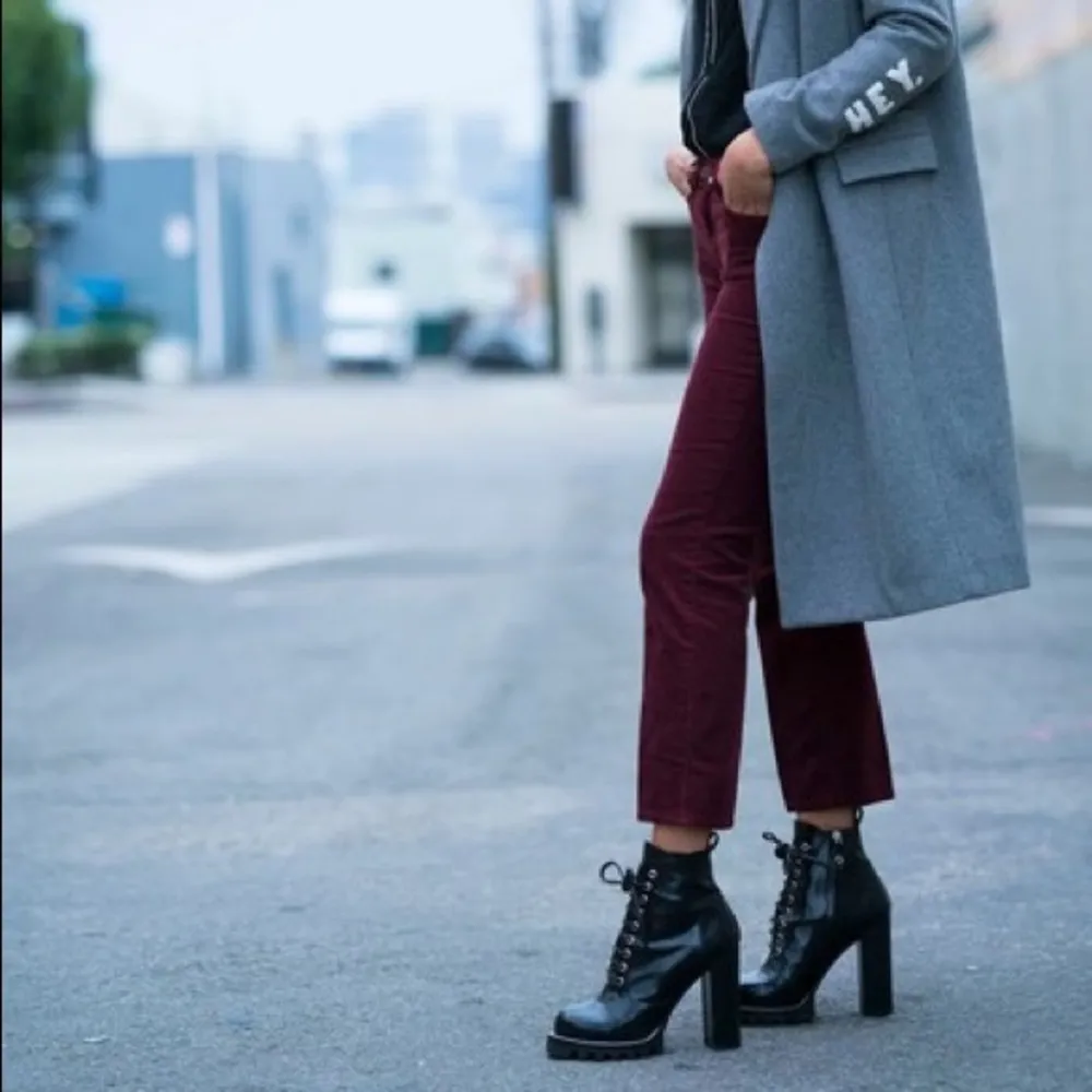 J Brand Oxblood Corduroy Selena Bootcut Cropped Pants Size 27 - Image 9