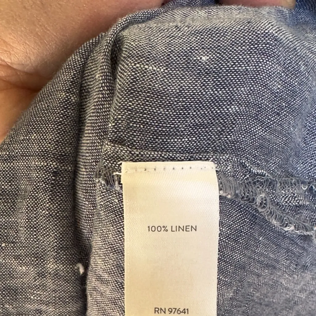 J. Jill Blue Chambray Linen Long Sleeve Button Front‎ Tunic Top Size L Tall Size L - Image 8