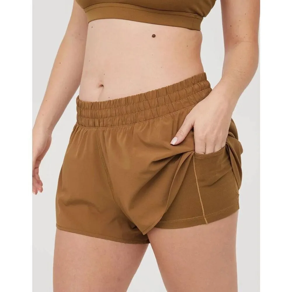 Aerie OFFLINE By  2” Hot Stuff Short In Tan/Brown Size XS - Image 3