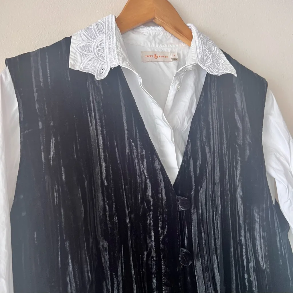 VINTAGE REGINA PORTER‎ Crushed Velvet SET wide leg pants + vest black SIZE 12 - Image 13