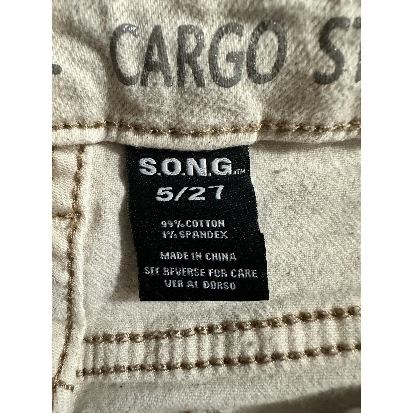 S.O.N.G. Cargo Street Jean Wide Leg High Rise Ivory Cargo Pants Juniors Sz 5/27 - Image 7