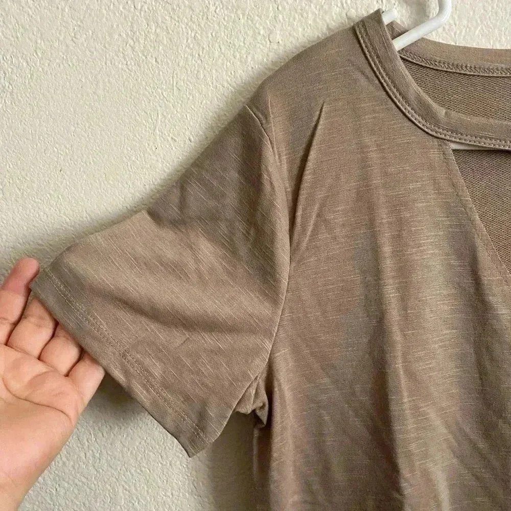 🆕Soft Light Brown Short Sleeve Plain Top🆕 - Image 3