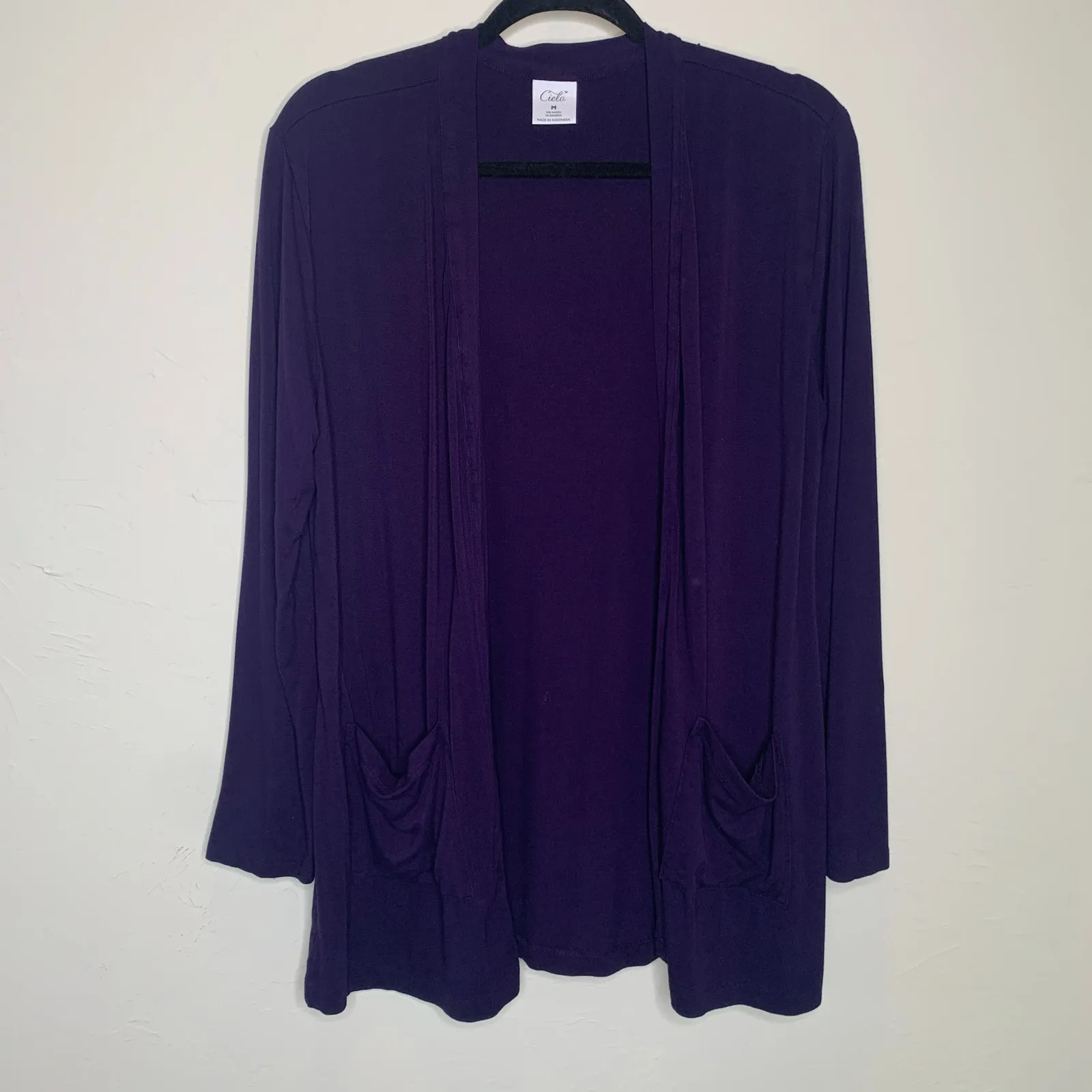 Cielo Dark Purple Open Front Cardigan Jersey Sz Medium - Image 5