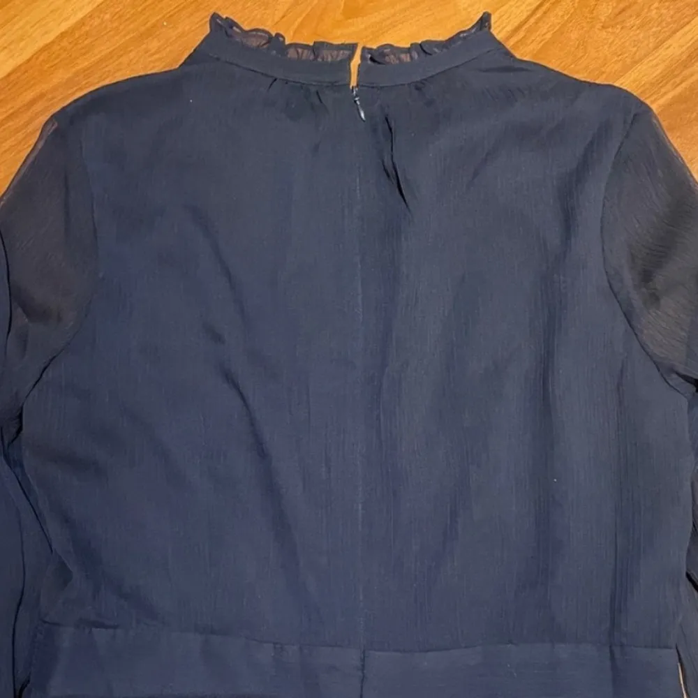 NWOT Boden Sarah Frill Button Front Chiffon Jumpsuit Navy 10 Blue - Image 5