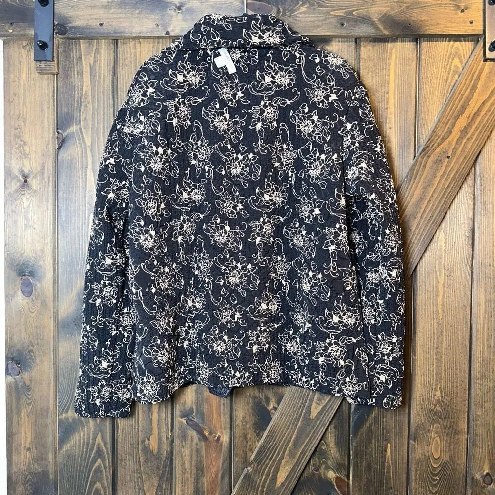 Coldwater Creek Reversible Floral Collared Button Up Jacket - Image 2