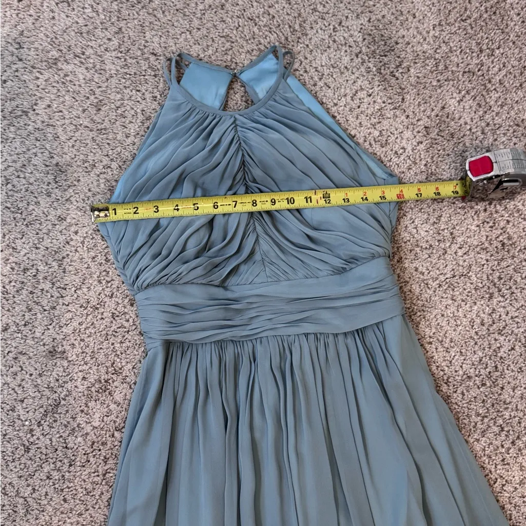 Dessy Collection Halter Chiffon Maxi Gown Icelandic Blue Formal Dress 8 - Image 7