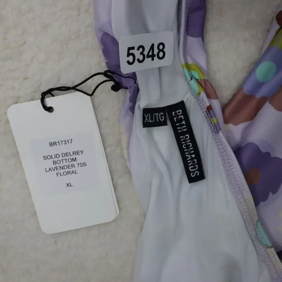 NEW Free People x Beth Richards Delray 70’s Floral Bikini Bottoms, size XL‎ Purple - Image 14