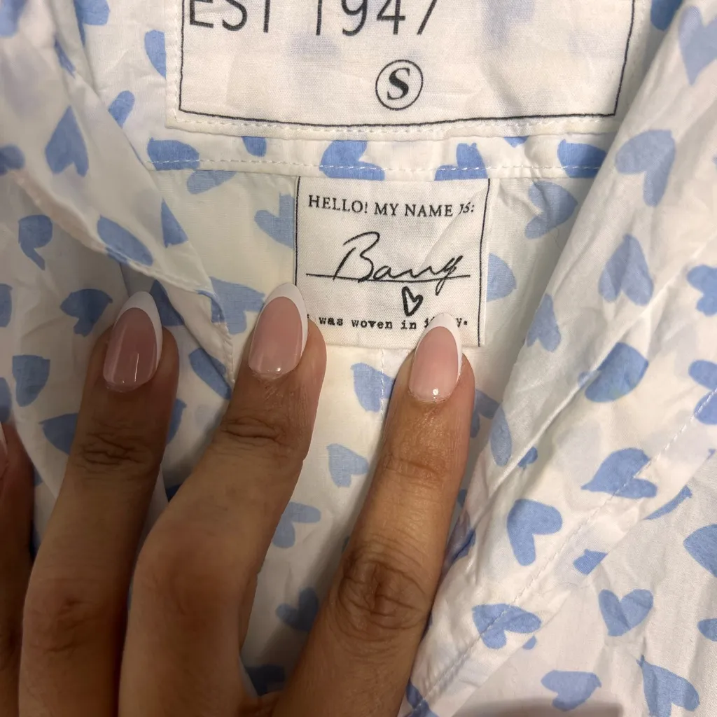 Frank & Eileen Barry Blue Heart Button Down Shirt - Image 6