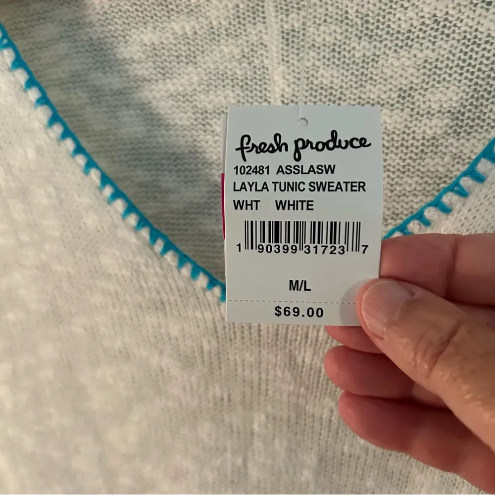 Fresh Produce Layla Tunic Sweater. Cotton Linen Blend. Size M/L. - Image 3