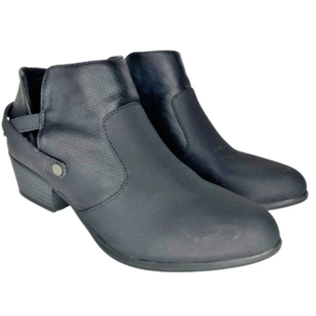 Harborsides Women's Memory Foam Black Strappy Almond Toe Bootie Office Career 6W Size 6 - Image 2