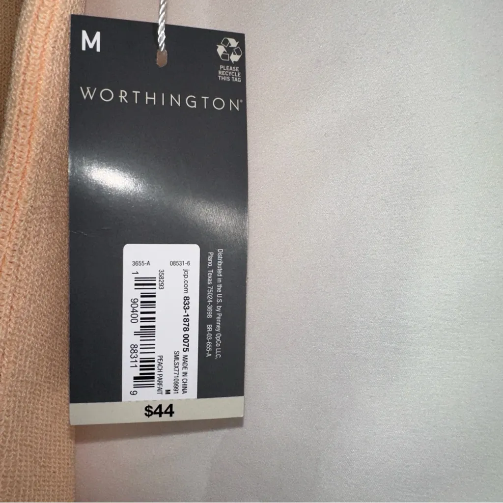 Worthington Top Women's Medium Peach Parfait Crew Neck Sleeveless Pullover NEW - Image 3