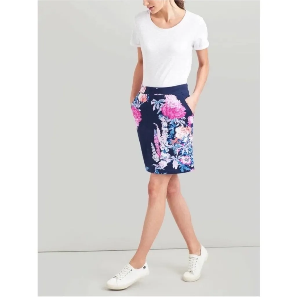Joules Floral Pencil Skirt in Navy with Pink and Blue Accents Size 12 - Image 2