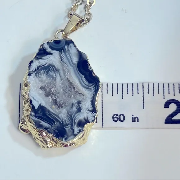 Geode‎ Druzy Slice Necklace Blue - Image 6