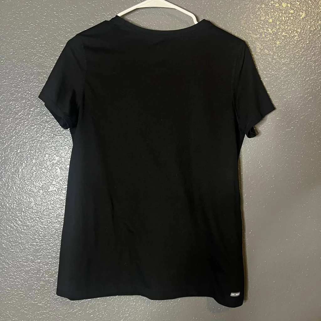 Women’s Black Semi Fitted Active T-Shirt Basic Workout Top Danskin L - Image 3