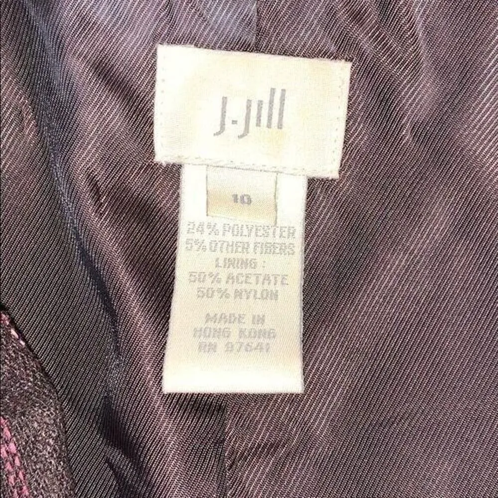J Jill Womens Blazer Suit Jacket Wool Blend Pinstriped Tailored Brown Size 10 - Image 10