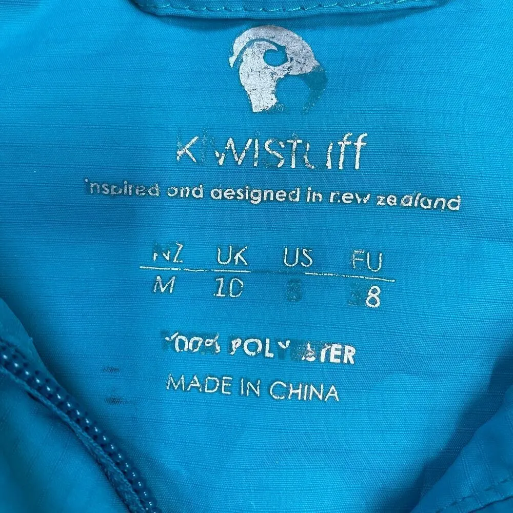 Kiwistuff New Zealand Waterproof Zip Up Rain Jacket Size 8 Blue - Image 3