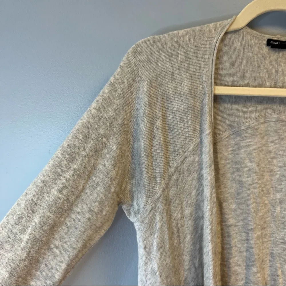 Club Monaco Cardigan Gray Drape Open Wool-Blend Knit Sz M EUC Asymmetrical Hem - Image 4