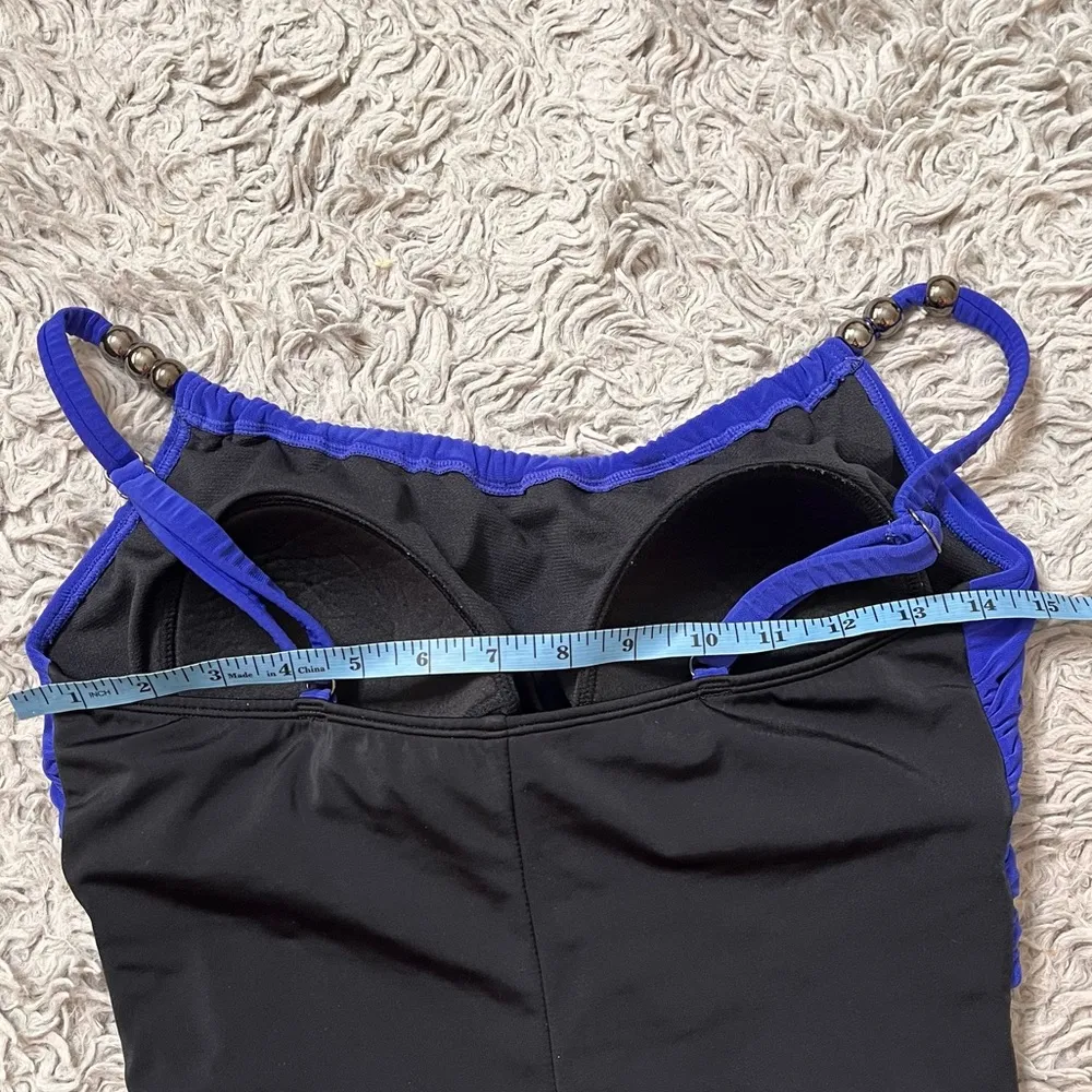 Venus Swimsuit Blue Black One Piece Grecian 14 - Image 5