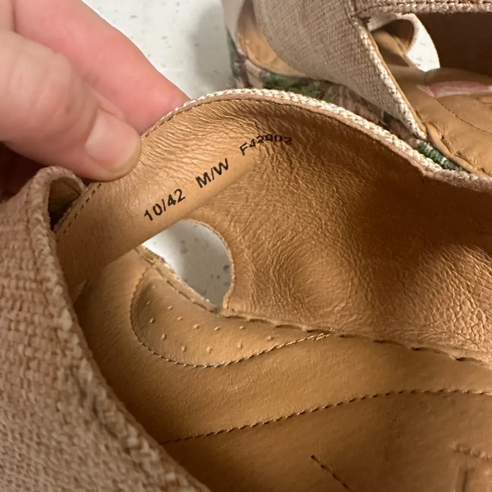Born Emmy Tropical Print Tan Textures Canvas Wedge Women’s Leather Sandals 10M Size 10 - Image 7