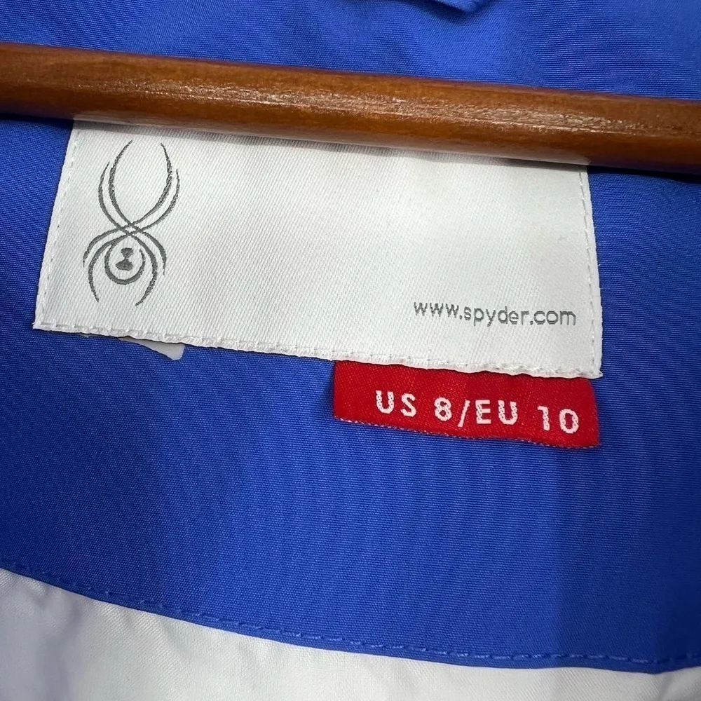 Spyder Syncere Women's Winter Hooded Jacket blue & white style 164260 Size 8 - Image 11