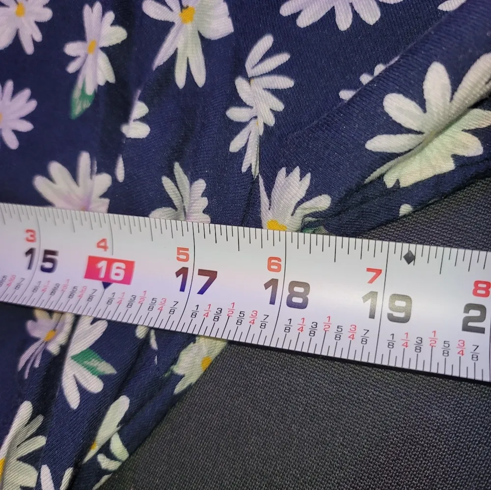 Old Navy Women Blue Floral Cotton & Rayon V-Neck Long Sleeve Knee Length Dress M - Image 12