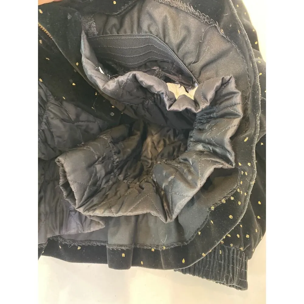 Portrait Vintage Black & Metallic Gold Fleck Peplum Velour Jacket Zipper Sz Lg - Image 8