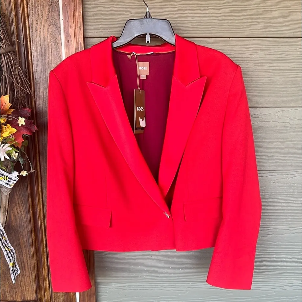 Hugo Boss BOSS  “Joleara” Virgin Wool Blend Cropped Tuxedo Jacket - Image 2