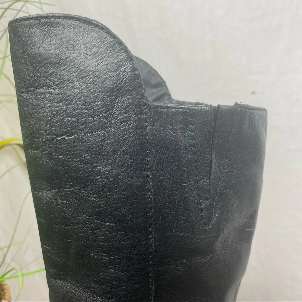 Steve Madden Black Leather Shawny Knee High Zip Up Riding Boots 7 - Image 4