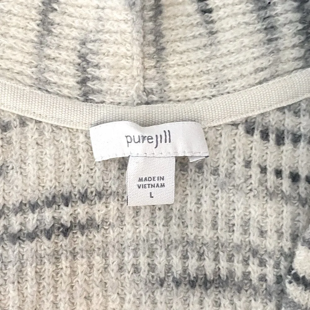 J. JILL Pure Jill Waffle Ribbed V-Neck Sweater Women’s L Striped Knit Tunic Cozy - Image 8