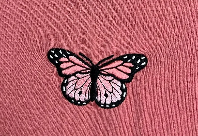 Brandy Melville Pink Butterfly Crop Top Short Sleeve T-Shirt - One Size - VGUC - Image 3