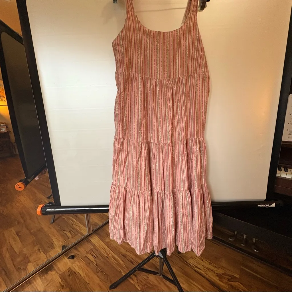Linda & Ezra Maxi Dress Pink Metallic Stripes Colorful size XLarge White - Image 3