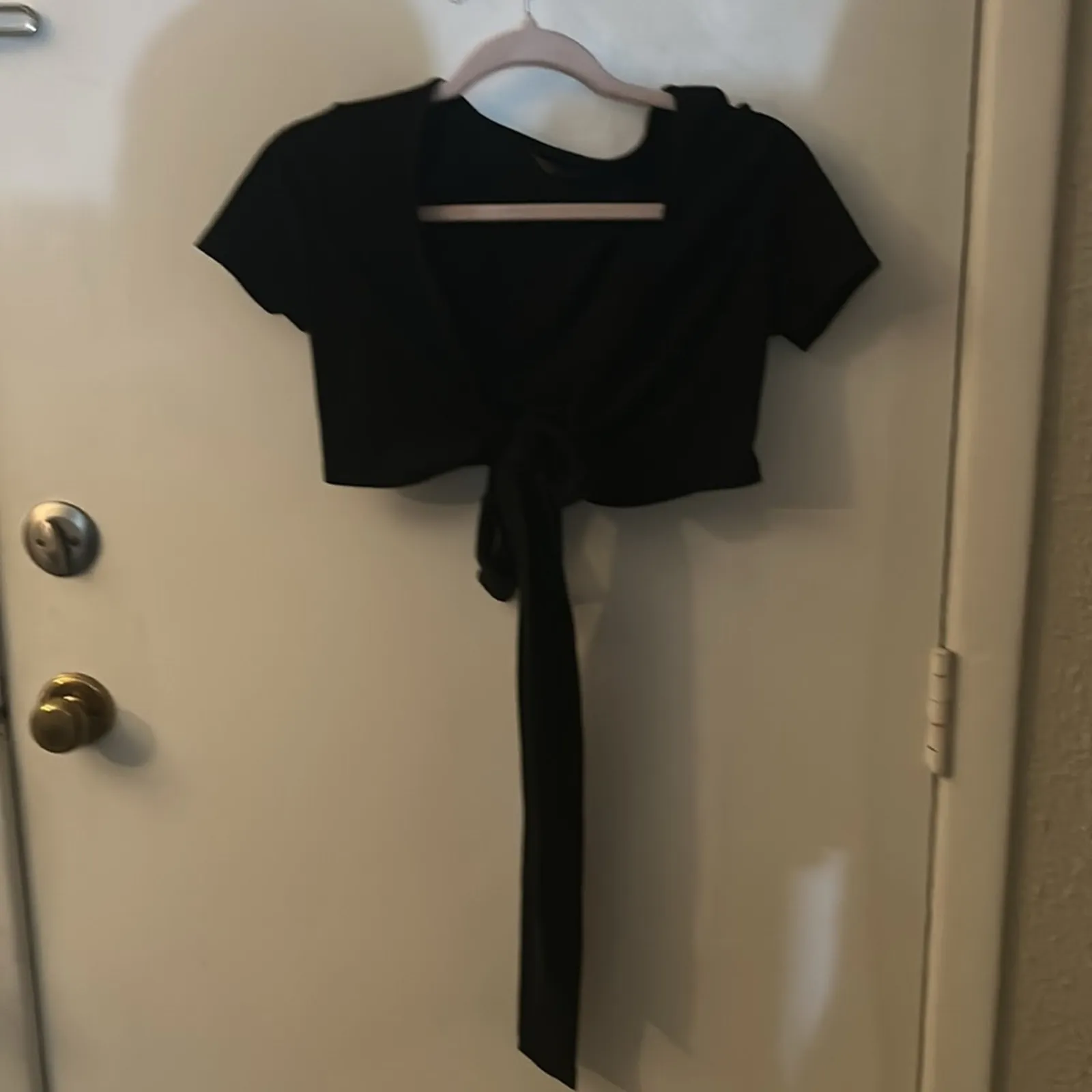 SHEIN Black Tie Front Crop Top Bolero S Balletcore Costal Cowgirl Festival Indie - Image 5