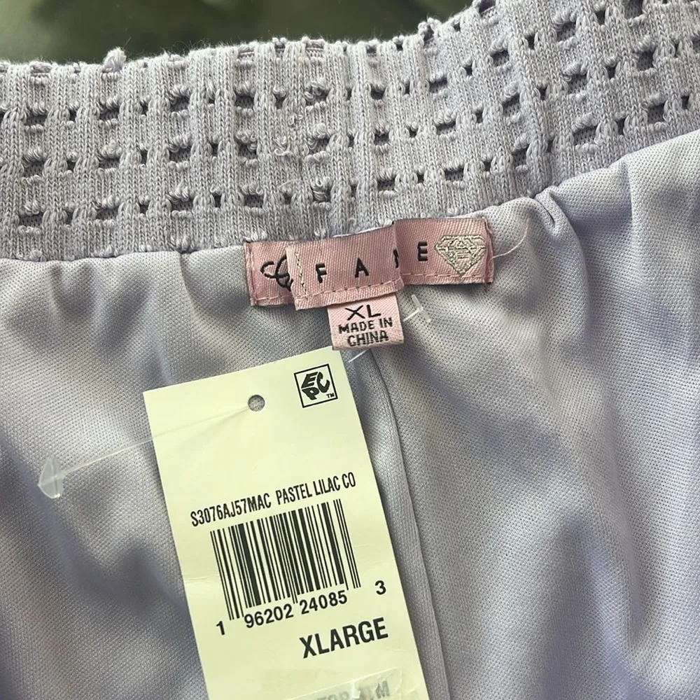 Crave Frame Juniors' Crochet Embroidered Shorts, Pastel Lilac Size XL New w/Tag - Image 4
