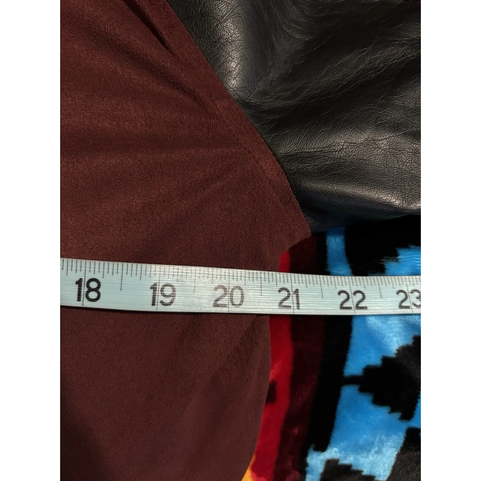 BKC Faux Leather/Suede Jacket Zip Up Lined Size M Brick/Black Zip Pockets Red Size M - Image 6