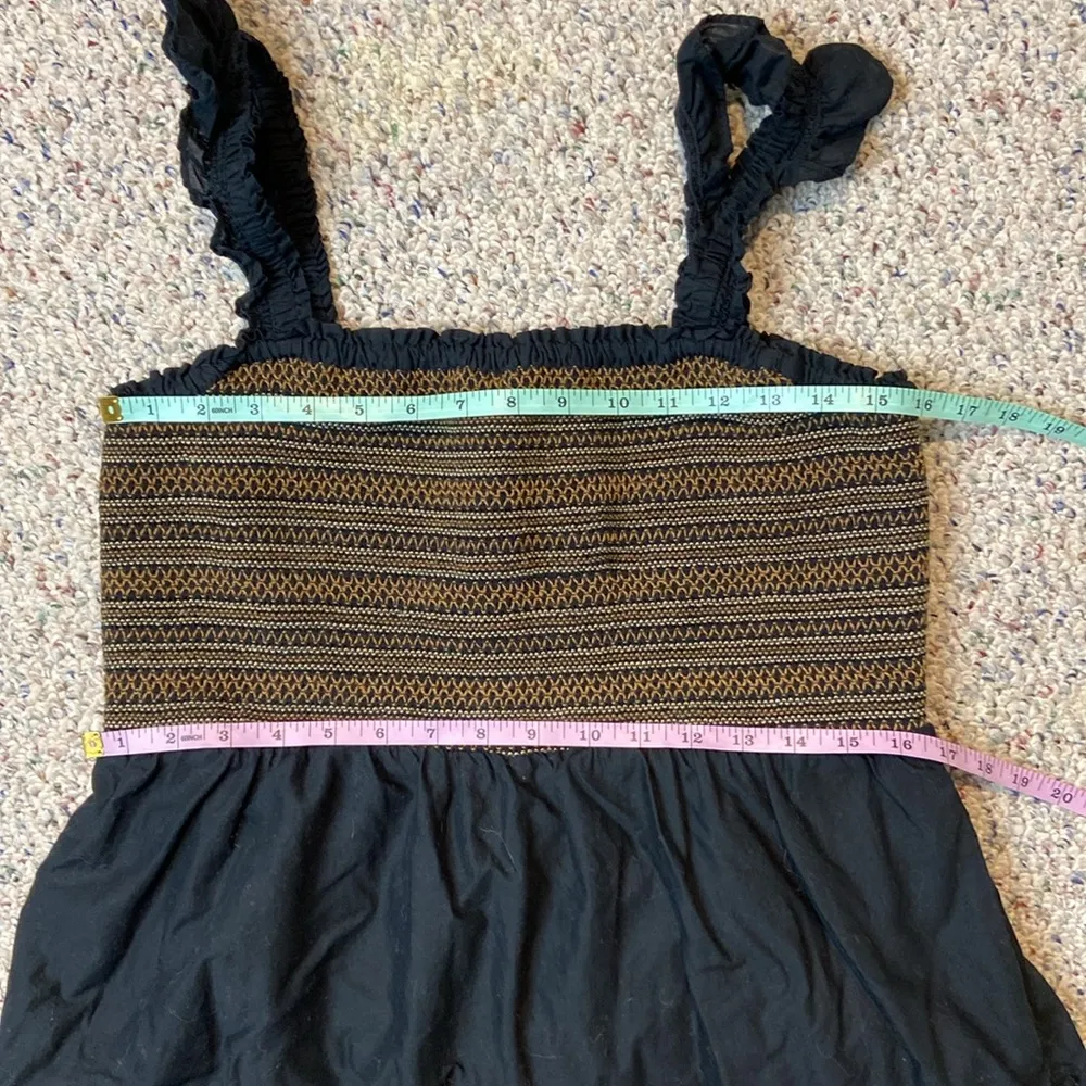 J.Crew Smocked Tiered Mini Sleeveless Dress Size Large Boho Neutral 100% Cotton - Image 14