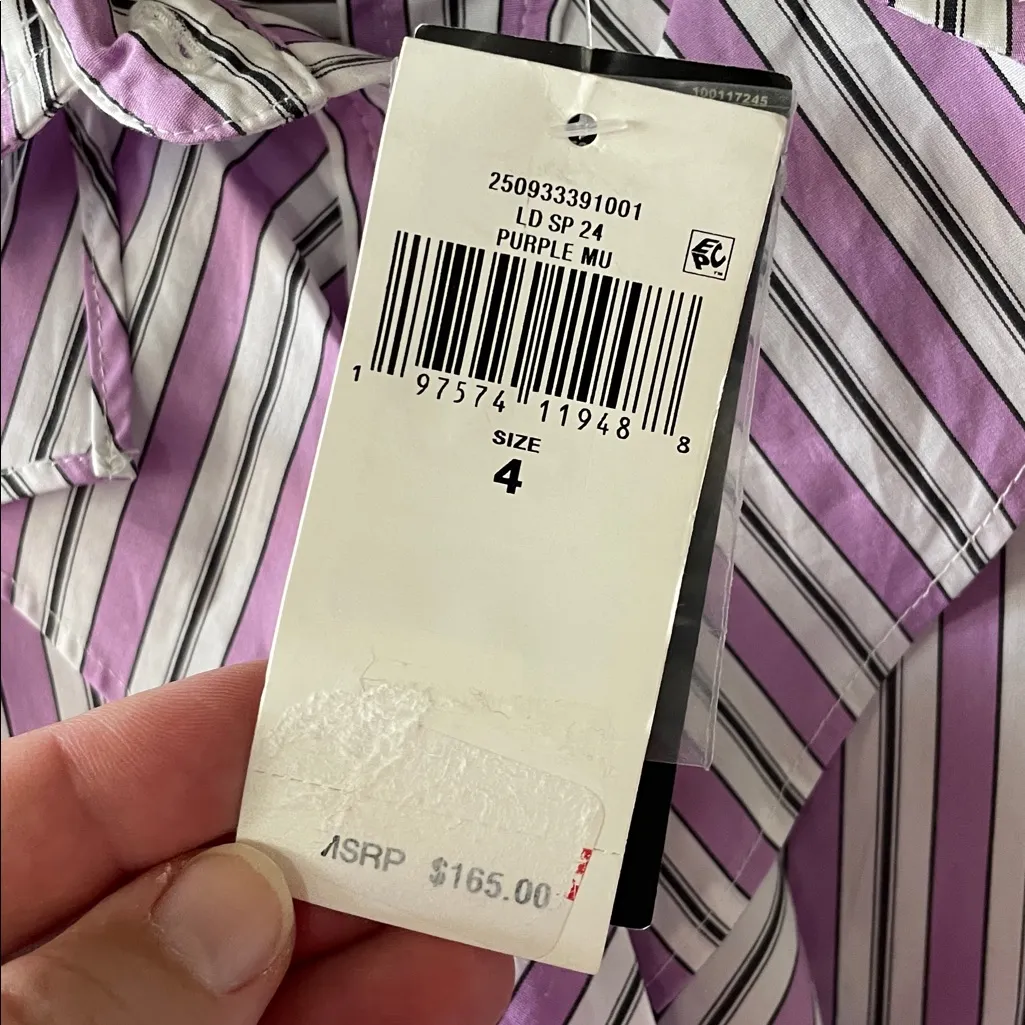 Lauren Ralph Lauren Tie Neck Shirtdress NWT Purple Size 4 - Image 8